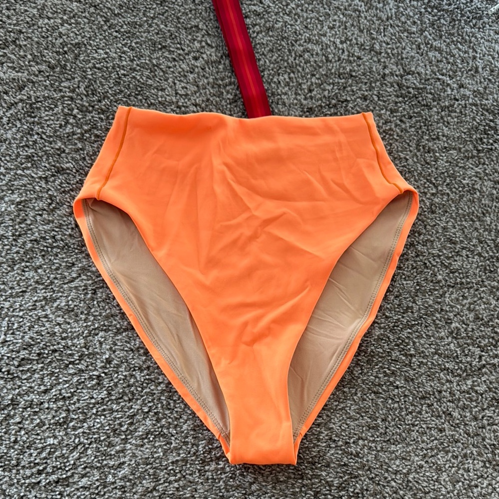Left on Friday Hi Hi Bottom, High-Waisted Orange Bikini Bottom